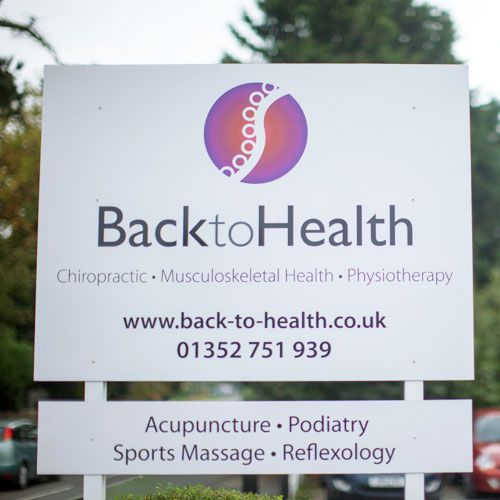 Back to Health sign at Mold clinic